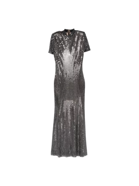 Sukienka midi Self-portrait z krótkim rękawem do kolan czarna