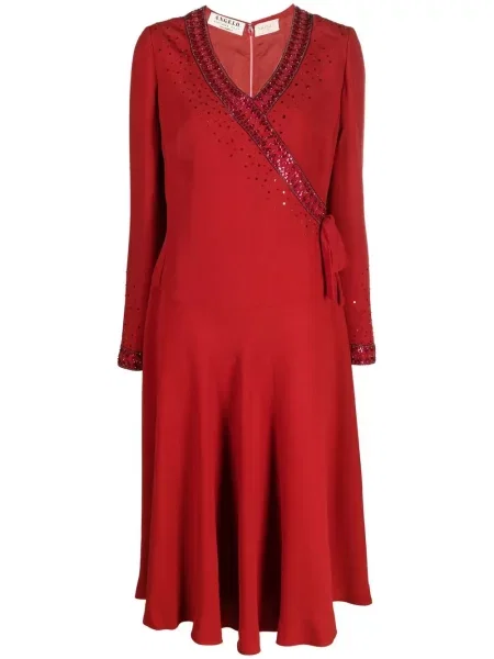Hedvábné retro šaty A.n.g.e.l.o. Vintage Cult s flitry červené