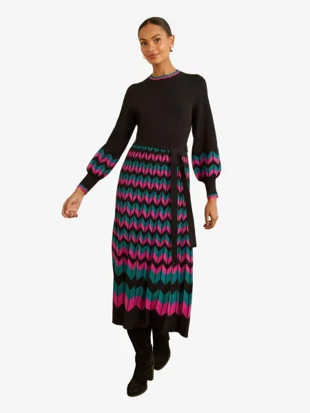 Love & roses Rochie tricotat verde jad / roz negru