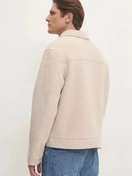 Vlněná košilová bunda Calvin Klein Jeans béžová