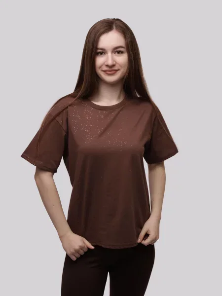 Футболка LUMO темно-коричневий віскоза/поліестер коричнева