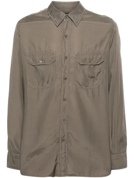 Cămașă Tom Ford din țesătură twill verde