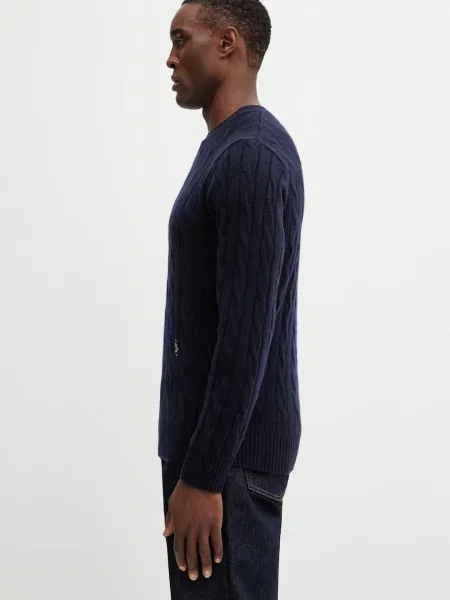 Μάλλινο πουλόβερ Sporty & Rich SRC Cableknit Cashmere μπλε