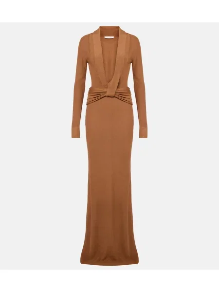 Rochie Aya Muse de mătase maro