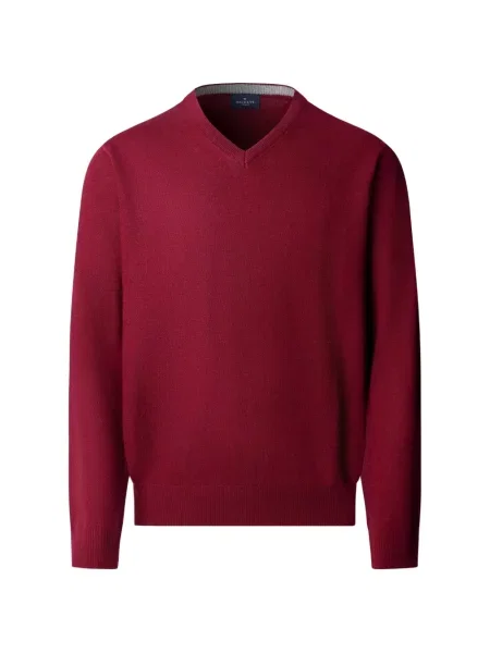Pulover Hackett London cu decolteu în V roșu