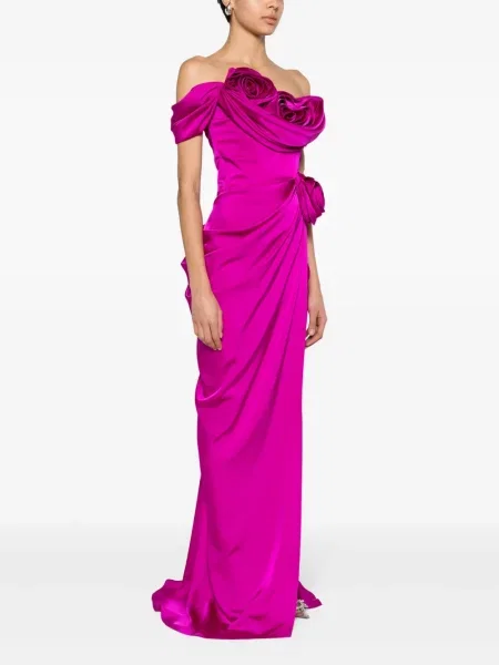 Rochie Ana Radu cu model floral drapată roz