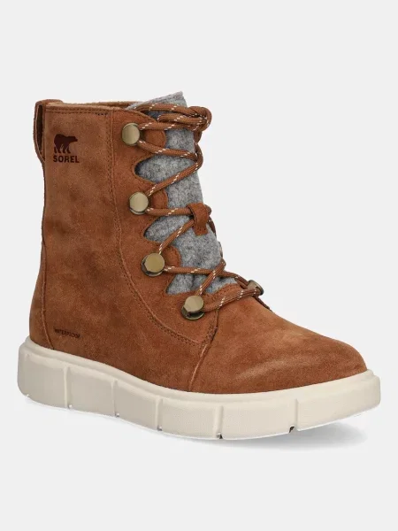 Боти Sorel SOREL EXPLORER III JOAN WP с равна подметка с лека изолация кафяво