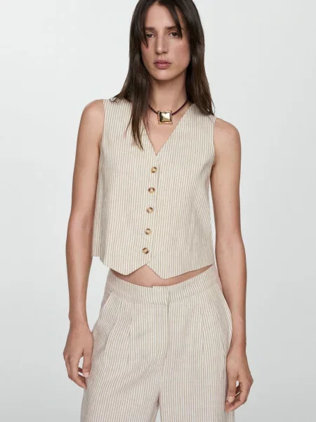 MANGO Жилет классический Льон бежевий