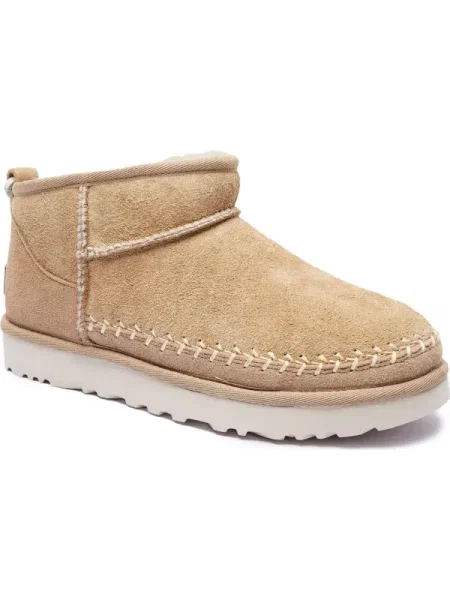 UGG Bocanci W CLASSIC ULTRA MINI BIARRITZ | piele întoarsă bej