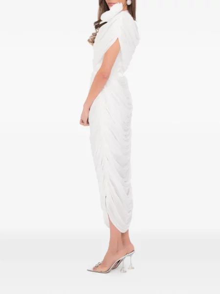 Rochie midi Ana Radu până la genunchi de costum alb