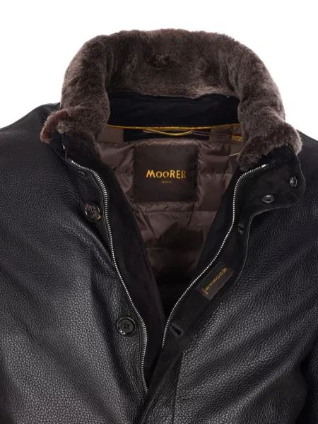 Lung geanta de piele Moorer negru