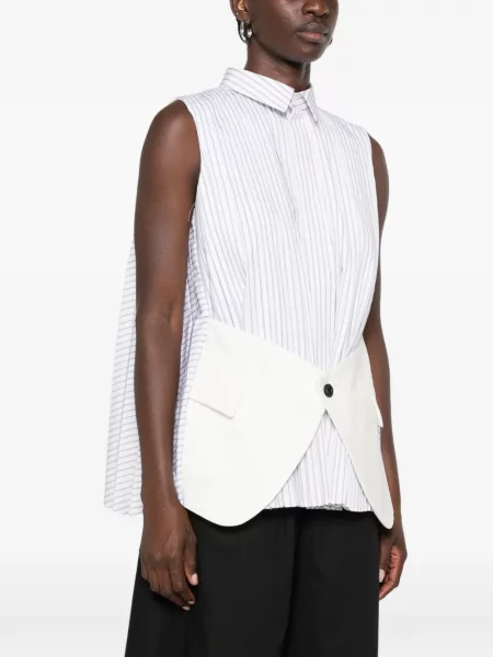 Top Sacai cu dungi cu imagine negru