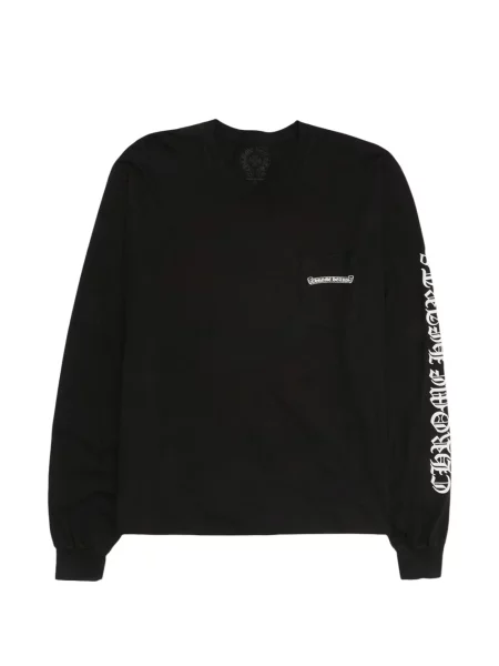 Lung tricou Chrome Hearts cu motiv cu inimi cu autograf negru