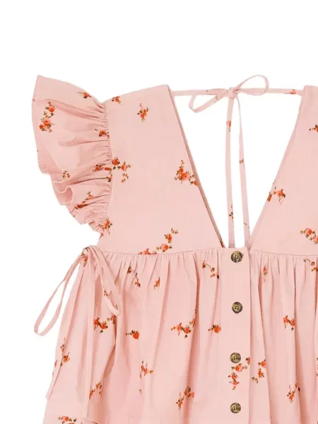 Bluză Ganni cu model floral cu imagine roz