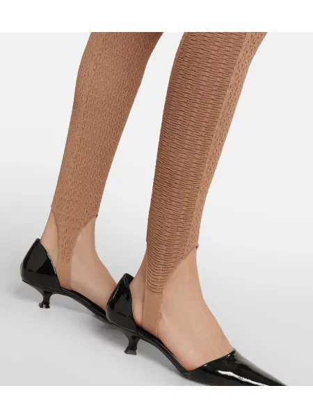 Leggings Khaite din dantelă alb