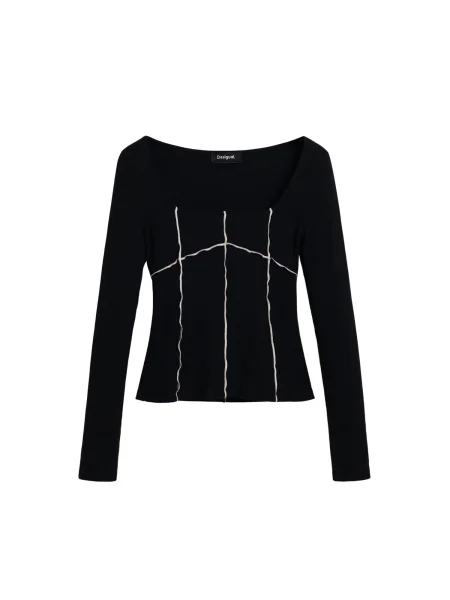 Desigual Tricou negru alb