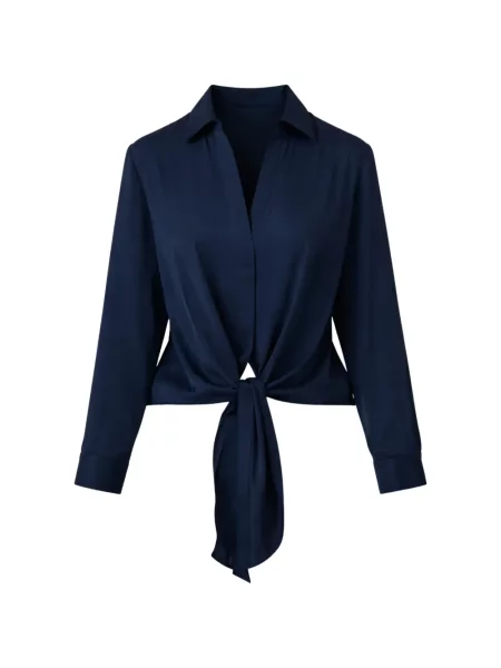 Bluzka Silk95five wiązana niebieska