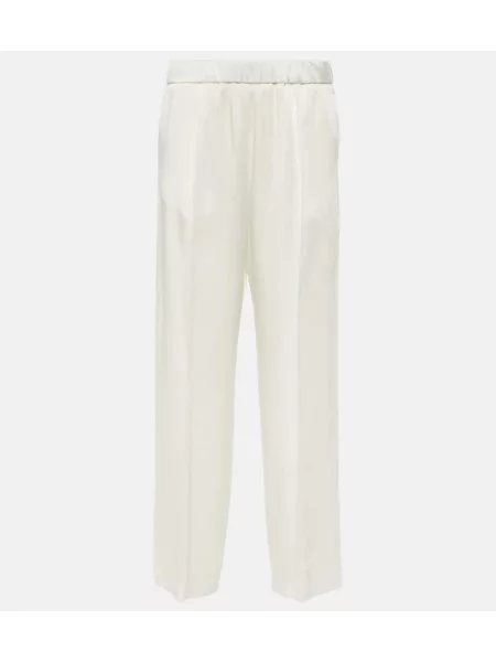 Pantaloni Jil Sander din satin alb