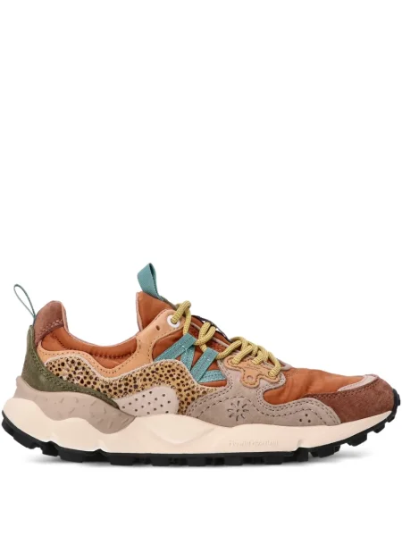 Sneakerși Flower Mountain din piele cu model floral portocaliu