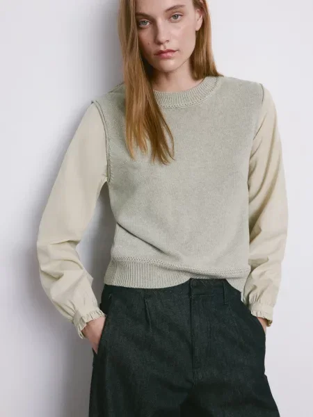 Джемпер MANGO поліестер/поліамід зелений