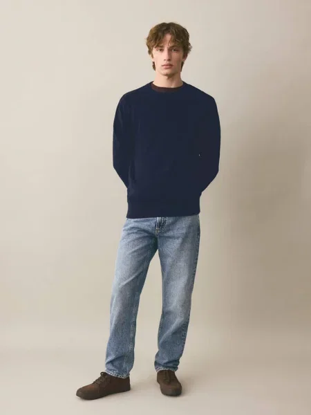 Sweter z bawełnianej dzianiny Teen S MANGO TEEN granatowy