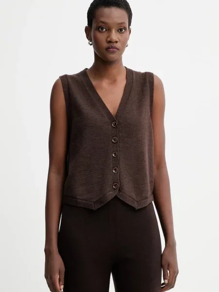 Sessun vestă de lână light maro