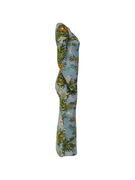 Rochie Reformation cu model floral cu imagine albastru
