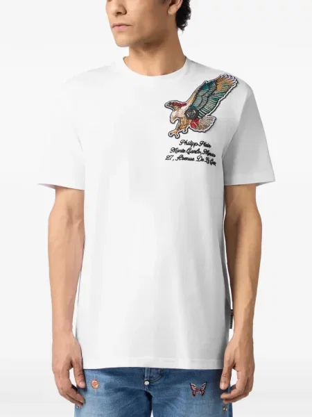 Tricou Philipp Plein cu broderie alb