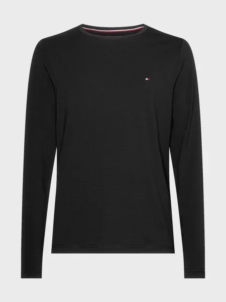 Стрейчевый длинный лонгслив Tommy Hilfiger с длинным рукавом черный