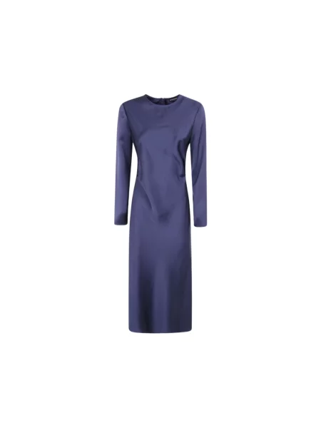 Sukienka midi Emporio Armani z twillu niebieska