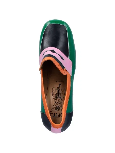 Pantofi cu toc Fly London din piele cu platformă verde