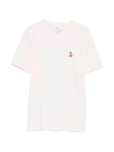 Tricou Maison Kitsune cu broderie roz