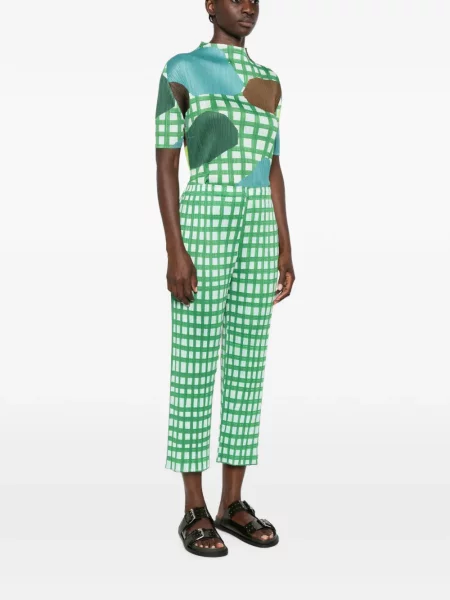 Decupat pantaloni Pleats Please Issey Miyake verde
