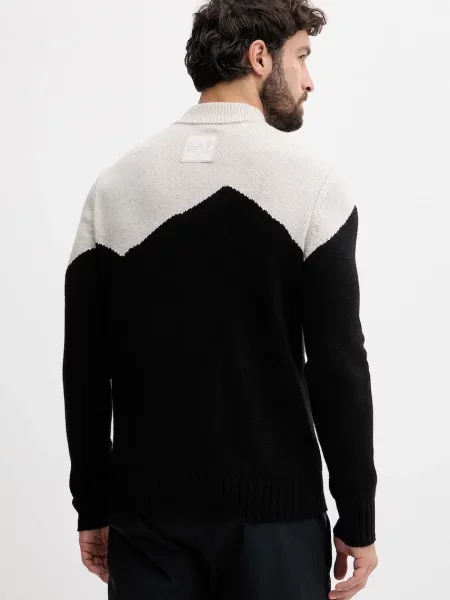 Шерстяной свитер Ea7 Emporio Armani черный