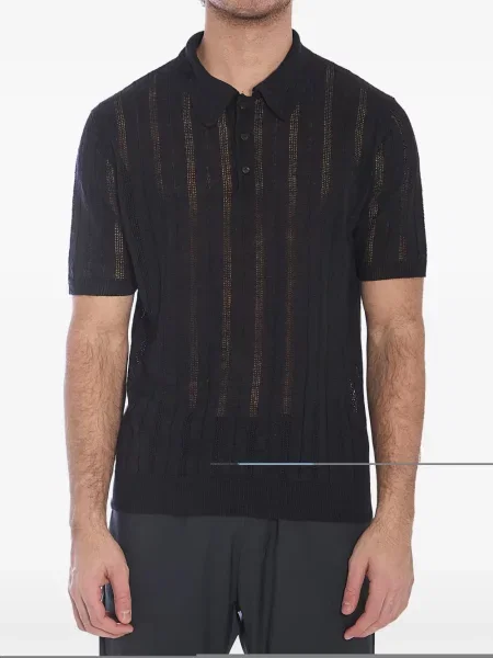 Polo Roberto Collina tricotate ajurat negru