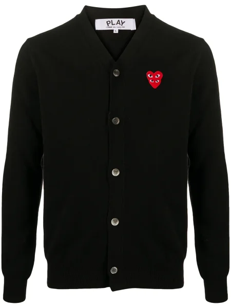 Cardigan Comme Des Garcons Play cu motiv cu inimi negru