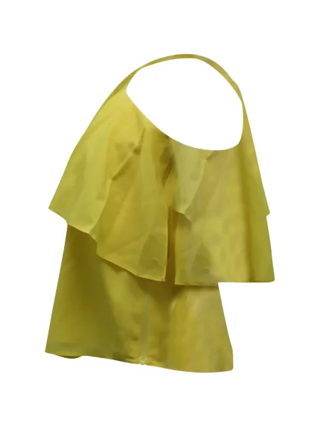 Top Alice + Olivia cu volane cu un umăr gol galben