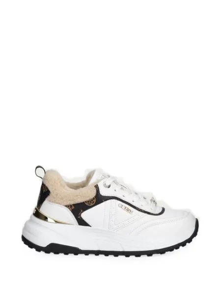 Sneakerși Guess cu imagine cu blană alb