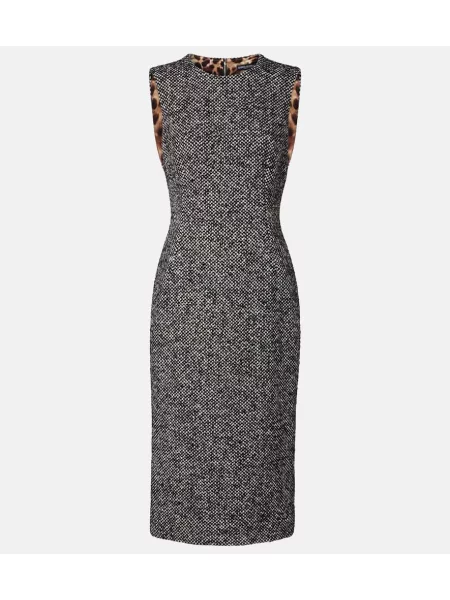 Sukienka midi Dolce&gabbana w kratkę do kolan garniturowa czarna