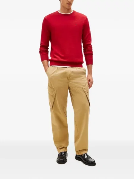 Πουλόβερ Tommy Hilfiger με στρογγυλή λαιμόκοψη κόκκινο