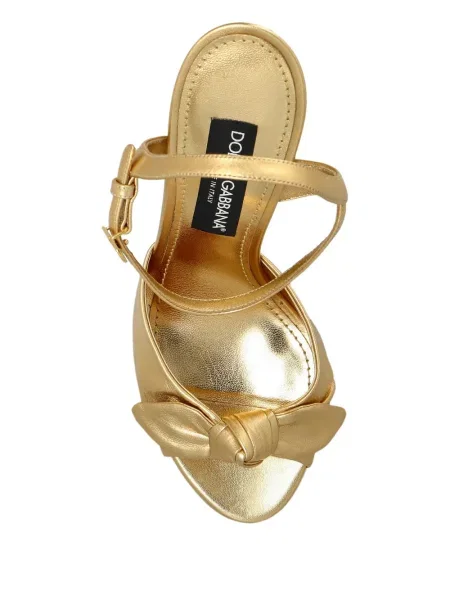 Iš natūralios odos sandalai Dolce & Gabbana geltona