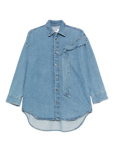 Koszula Msgm z kokardką niebieska