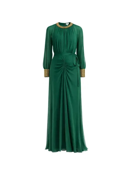 Rochie Temperley London cu mărgele verde