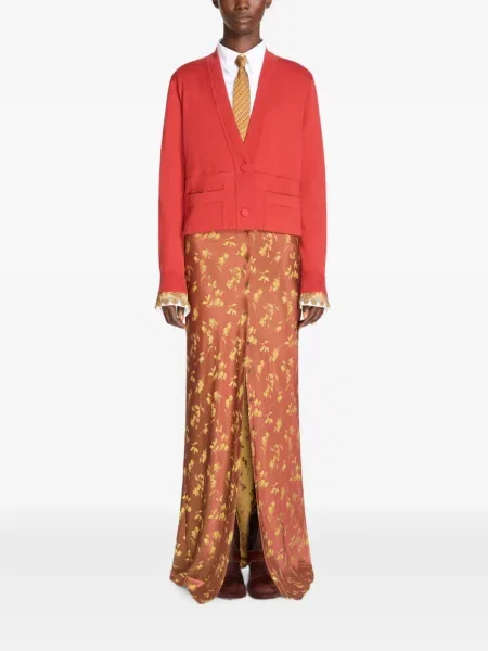 Вълнена подрязан жилетка Dries Van Noten червено