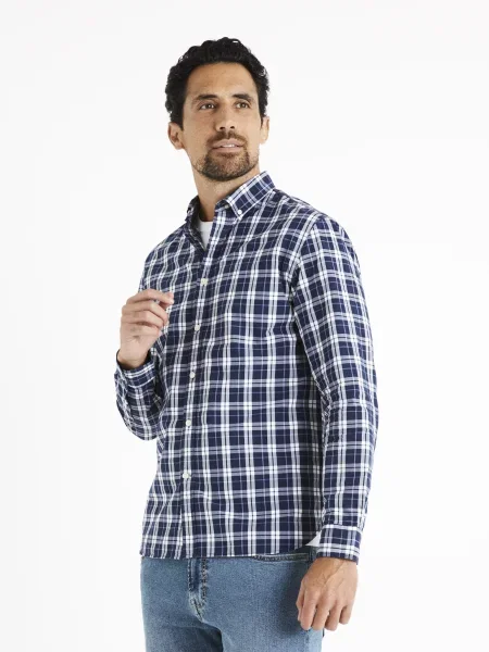 Cămașă în carouri Celio în carouri gri