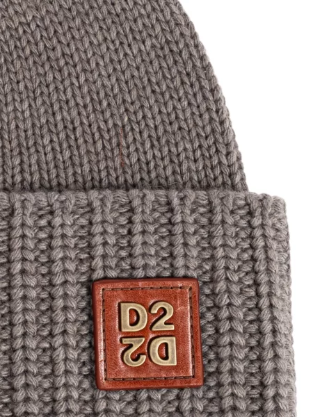 Căciulă Dsquared2 tricotate cu autograf gri