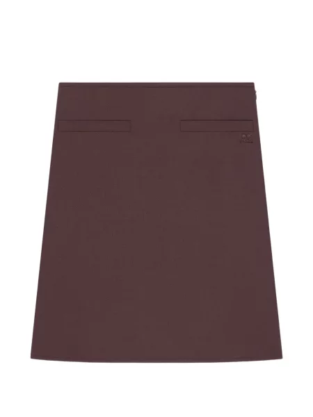 Fustă midi Courreges cu broderie maro