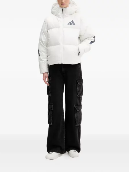 Sneakersy Adidas Predator w paski z dekoltem w serek z kapturem różowe