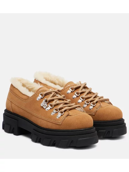 Pantofi loafer Ganni din piele cu platformă maro