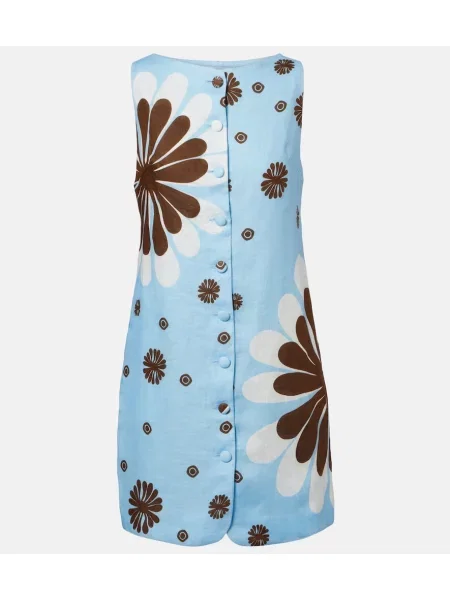 Rochie Cala De La Cruz de in cu model floral albastru